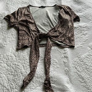 Shein Cheetah Print Tie Top